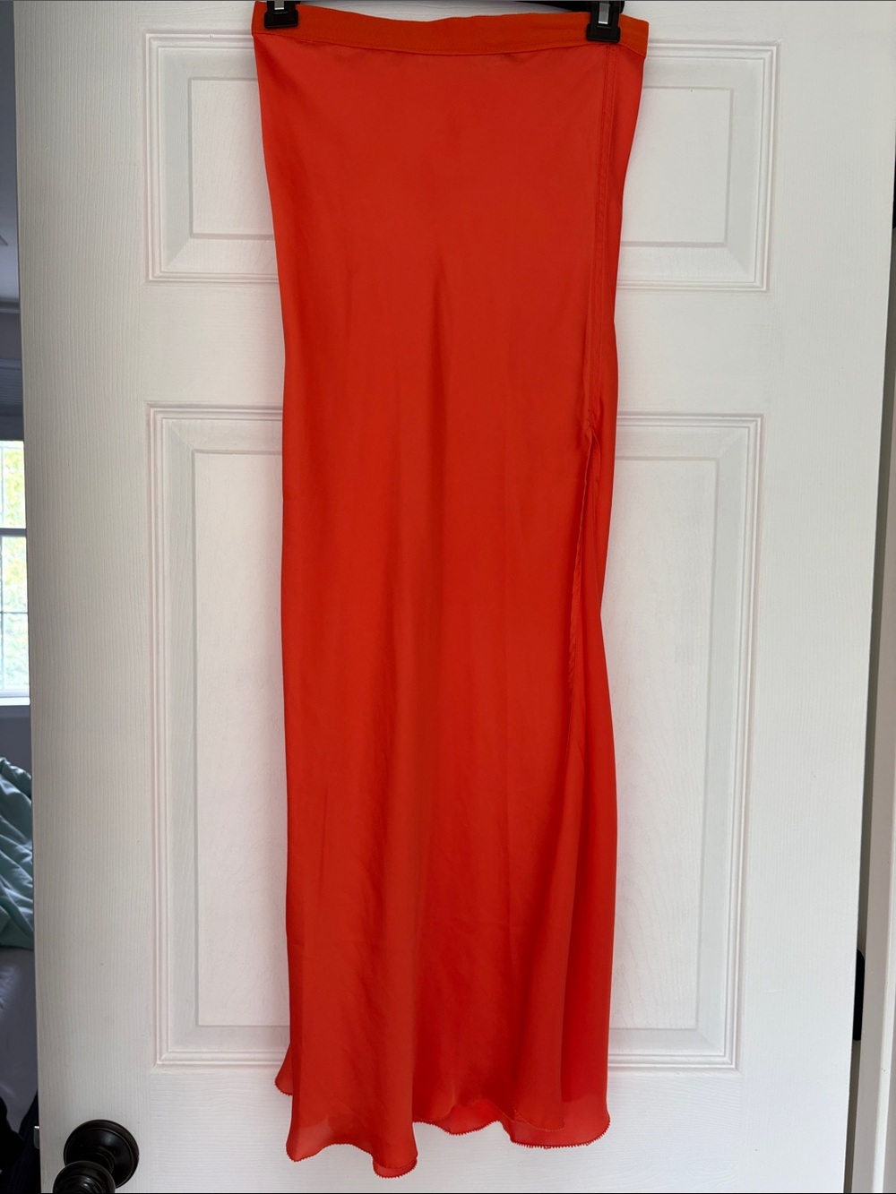Free People Bright Orange Midi Slip Skirt